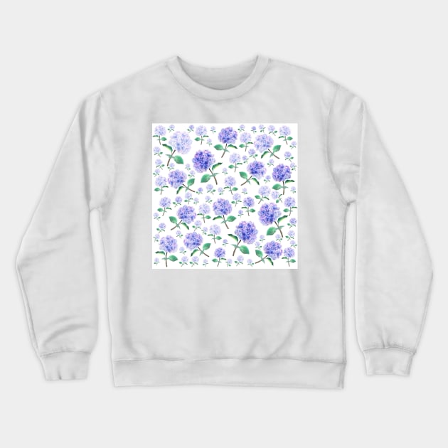 purple blue hydrangea pattern Crewneck Sweatshirt by colorandcolor